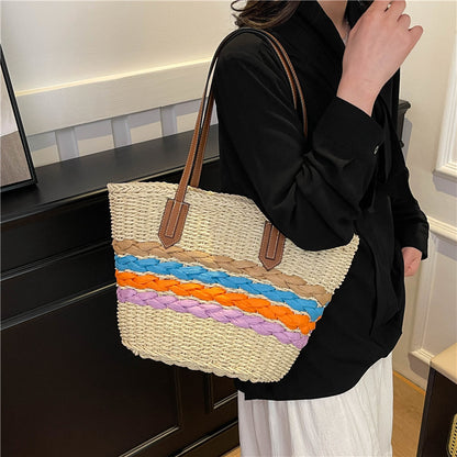 Bolso de paja de gran capacidad con cesta tejida