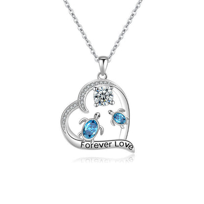 Hermoso collar de diamantes con temperamento lujoso y ligero de tortuga amorosa