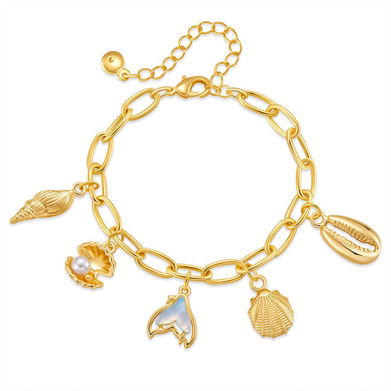 Copper Plating 18K Real Gold Color Retaining Bracelet Retro High Sense Handmade Pendant Bracelet