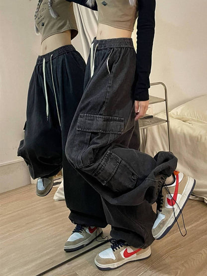 Jeans Tooling Loose Wide Leg Pants Damen