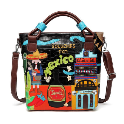 Tragbare diagonale Tasche mit Vintage-Muster