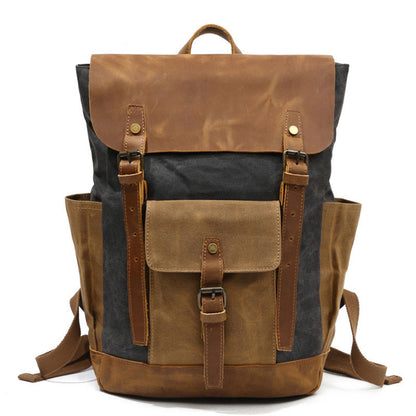 Mochila de lona y cuero de caballo para hombre
