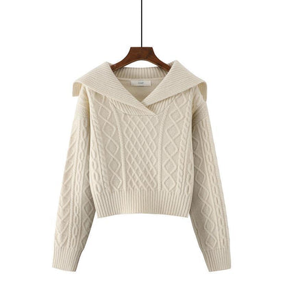 Otoño e invierno, nuevos jerseys cortos holgados y de estilo relajado en colores sólidos para mujer.