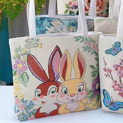 Doppelseitige kleine Tasche aus Segeltuch mit Golddraht, verschleißfest