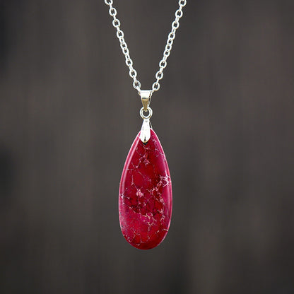 Collar con colgante de cadena chapado en oro de 18 quilates con forma de gota de agua de piedra del emperador