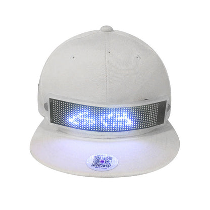 Gorra LED luminosa para publicidad, pantalla con control por aplicación, cambio de palabras, pantalla externa flexible en varios idiomas