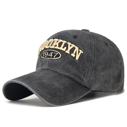 Gorra con visera bordada con letras lavadas retro para hombre, con protección solar para primavera y verano