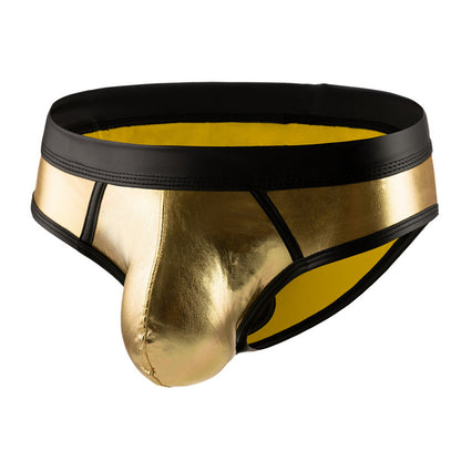 Men's New Bikini Swim Briefs Sexy Patent Leather Color Matching