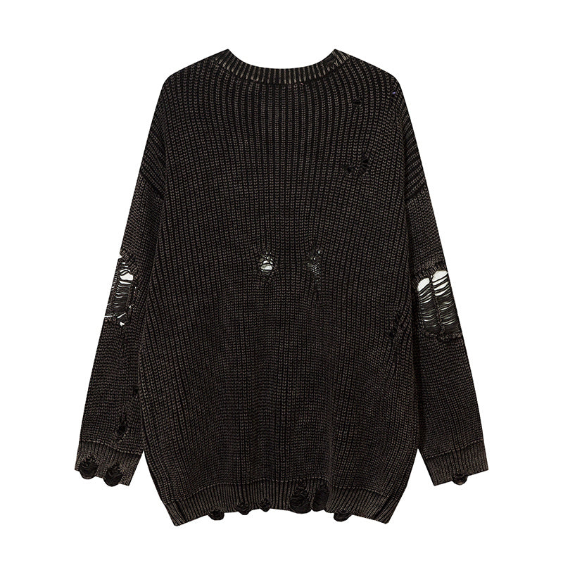 Idle Style Ripped Washed Distressed Pullover Sweater