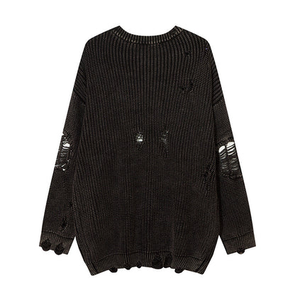 Idle Style Ripped Washed Distressed Pullover Sweater
