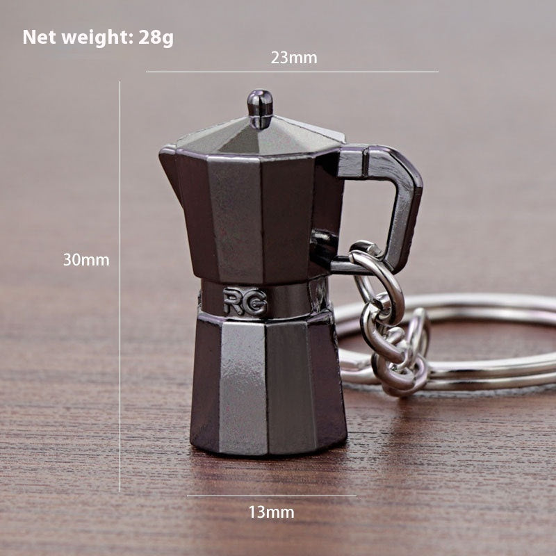 3D Coffee Keychain Metal Car Key Pendant