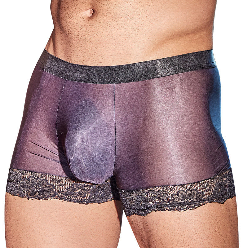 Men's Simple Lace Sexy Boxer Briefs