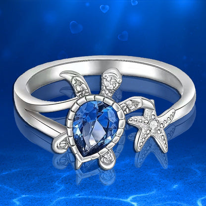 Anillo con diseño de animales lindos del océano, viento hawaiano, vacaciones en la playa