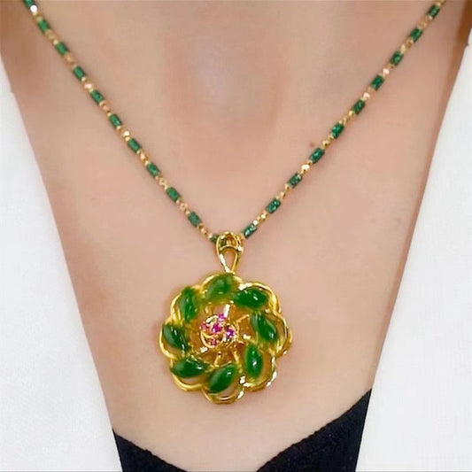 Collar con colgante de flor de la suerte para mujer