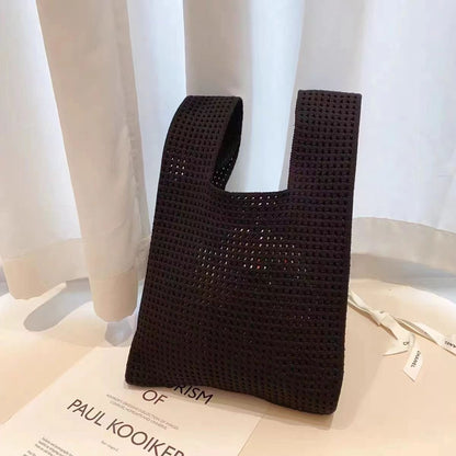 Bolso de mano retro de punto hueco para mujer