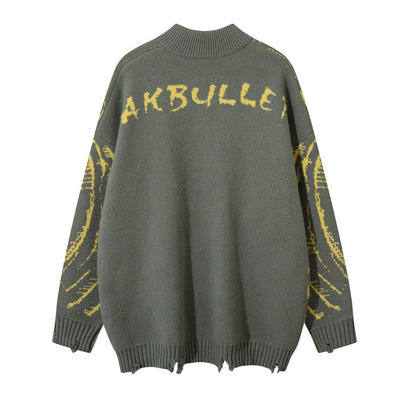 Idle Style Cat Jacquard Sweater Oversize Cardigan Sweater