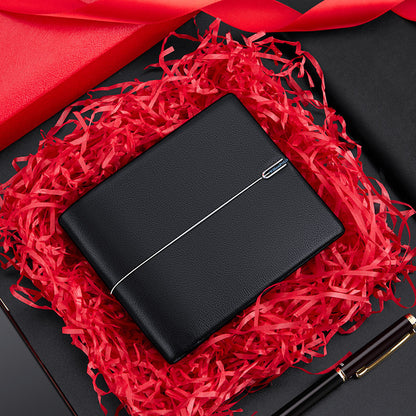 Cartera de negocios para hombre, de piel de vacuno, color negro.