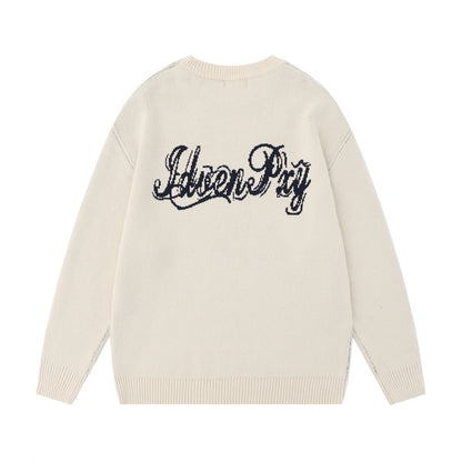Butterfly Graffiti Round Neck Sweater Men's European And American