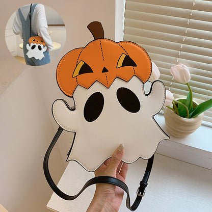 Bolsos de hombro de Halloween con diseño creativo de calabaza fantasma en 3D, bonitos bolsos para mujer, monederos para teléfono móvil, bolsos cruzados de dulces personalizados novedosos.