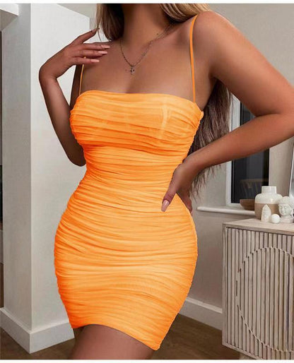 Vestidos de fiesta sexys con tirantes finos y faja para mujer de verano