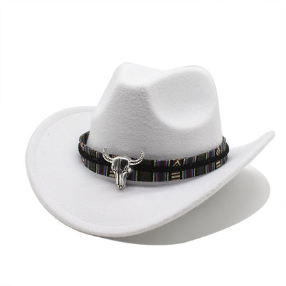 Sombrero de vaquero occidental de lana de jazz para hombre y mujer, estilo nacional
