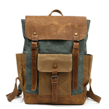 Mochila de lona y cuero de caballo para hombre
