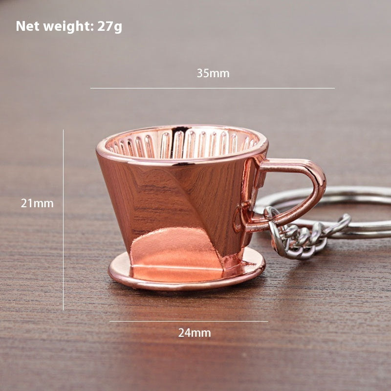 3D Coffee Keychain Metal Car Key Pendant