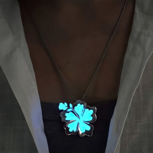 Summer Luminous Flower Necklace Metal Silver Petals Light-emitting Pendant Female