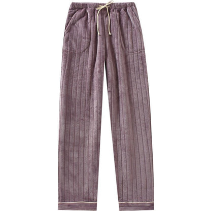 Couple Flannel Home Pants Trousers Thick Coral Fleece Warm Pants Men Plus Size Pants - BAGMODA