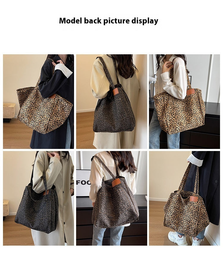 Leopard Print Canvas Tote Bag