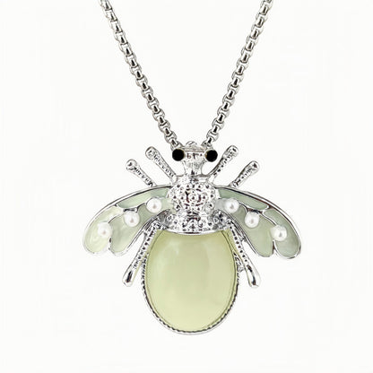Collar de abeja luminosa de fantasía con diseño de perla con incrustaciones de luciérnaga y efecto luminoso personalizado.