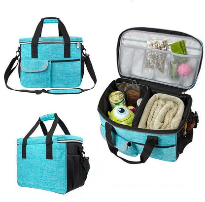 Bolsa de almuerzo de viaje para mascotas, caja de almacenamiento de alimentos, tazón plegable, almacenamiento portátil