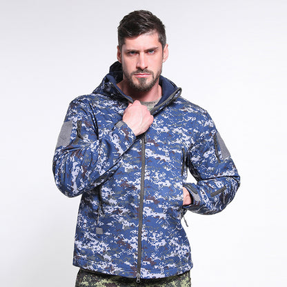 Chaqueta Soft Shell de talla grande, resistente al viento y cálida para montañismo al aire libre.