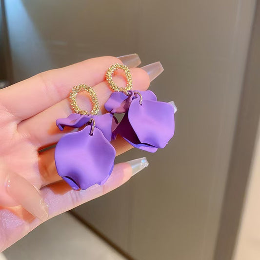 Petal Earrings Niche Design Advanced Cold Wind