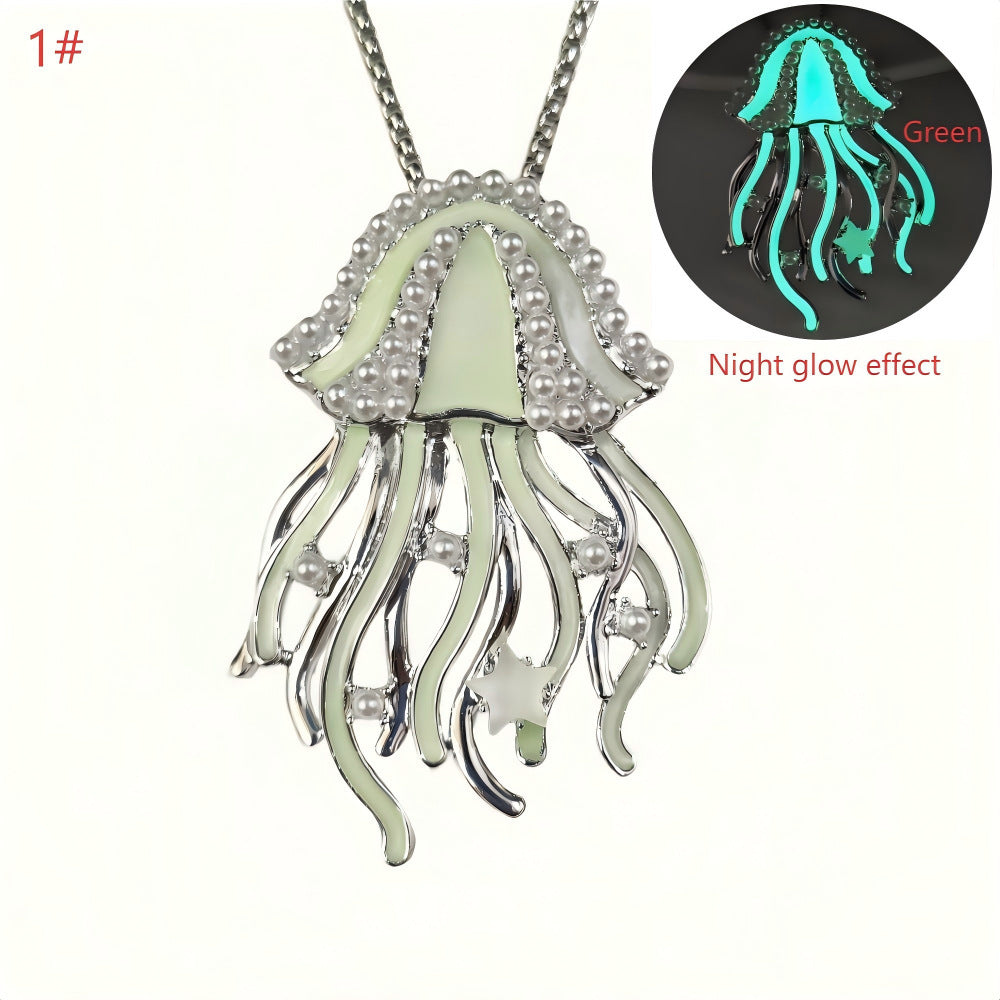 Beach Travel Vacation Accessories Deep Sea Sweet Dreams Luminous Jellyfish Pendant Necklace