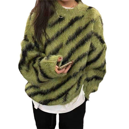 Vintage Zebra Print Pullover für Damen