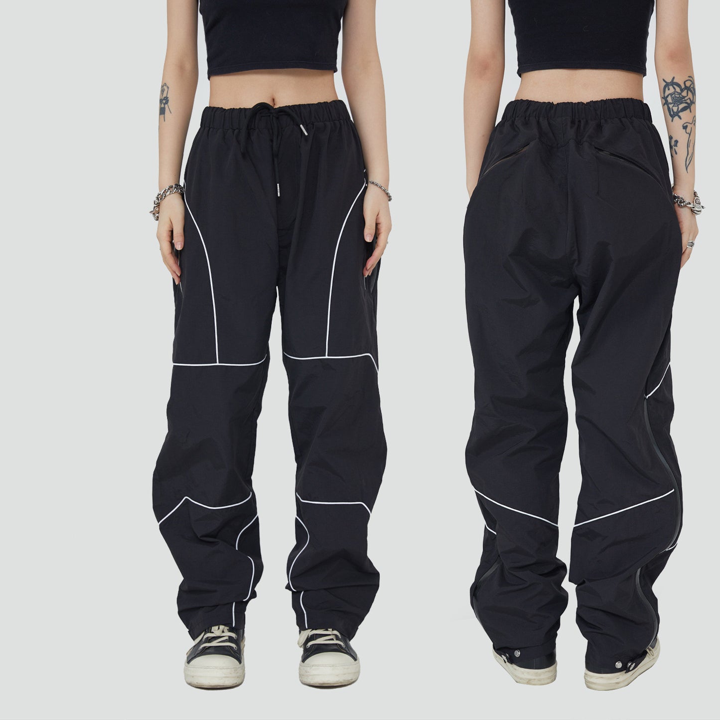 Trousers Full  Zipper Loose Casual Pants For Men And Women