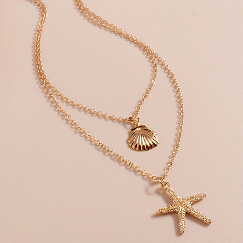 Collar sencillo de concha de doble capa para mujer