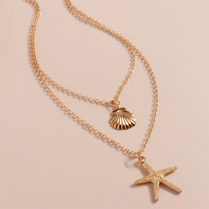 Collar sencillo de concha de doble capa para mujer