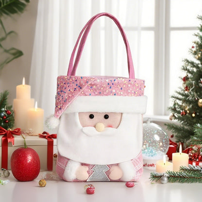Bolsa de regalo navideña con diseño de muñeco de trapo de dibujos animados