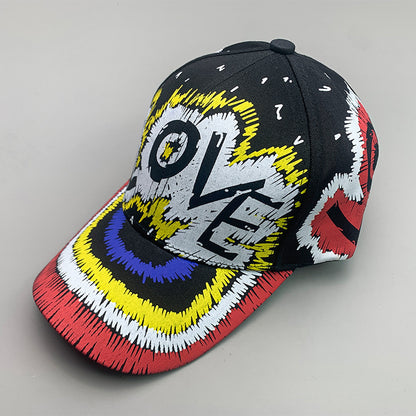 Gorra de béisbol deportiva transpirable de algodón con letras de grafiti