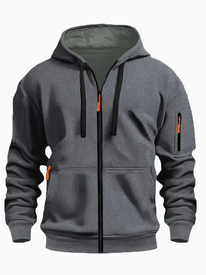 Sudadera con capucha y cremallera para hombre, estilo deportivo, informal, tipo cárdigan