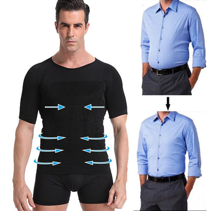 140D Men's Vest Shapewear Men Body Toning T-Shirt Slimming Body Shaper Corrective Posture Belly Control Compression Man Modeling Underwear Corset - BAGMODA