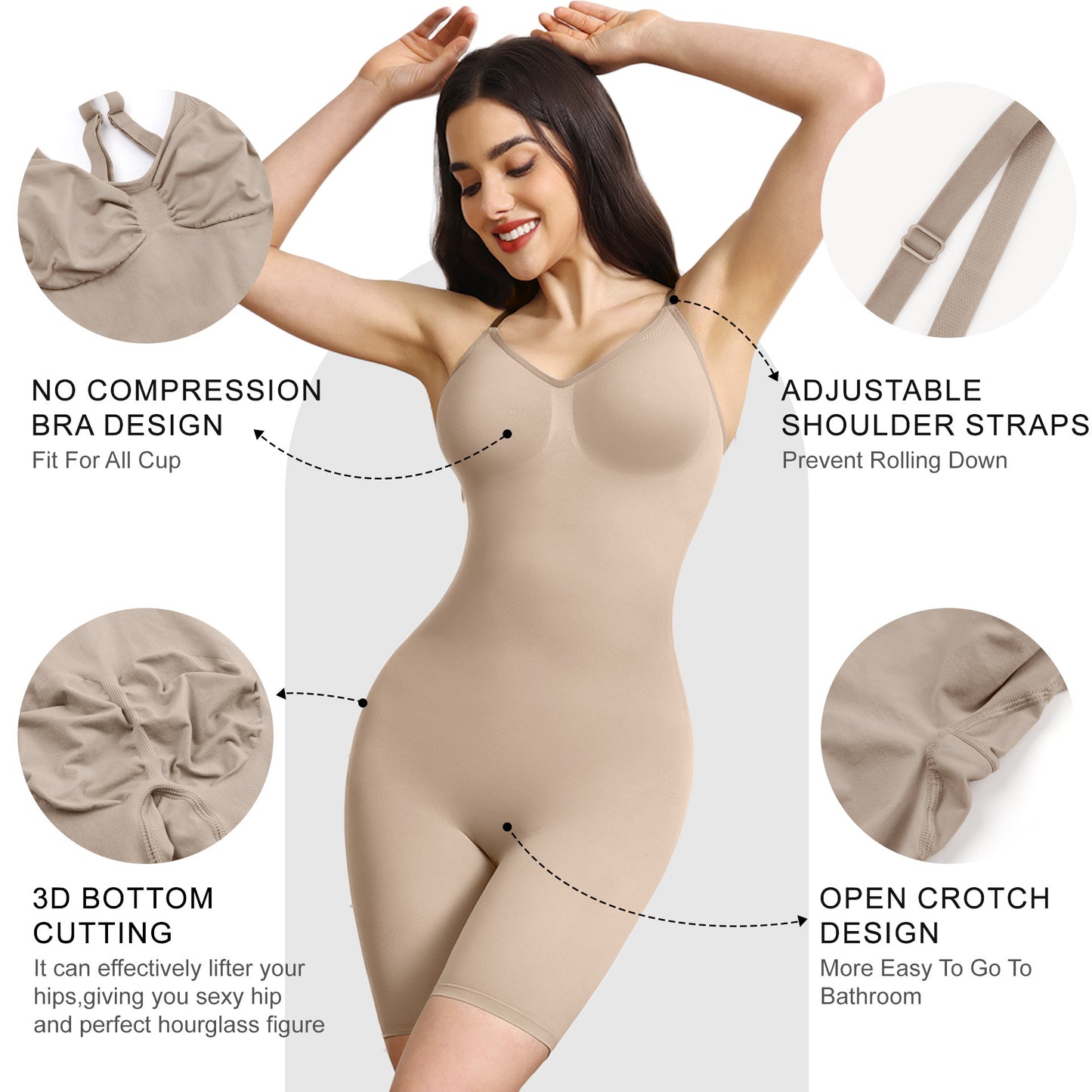 Fajas moldeadoras de culturismo para mujer, ropa interior de una pieza abierta que levanta caderas y adelgaza la cintura.