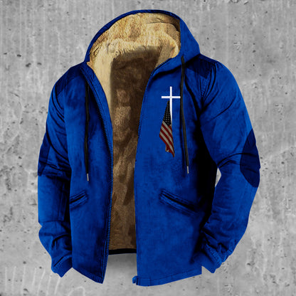 Chaqueta acolchada de algodón con cremallera y capucha de estilo europeo y americano en 3D