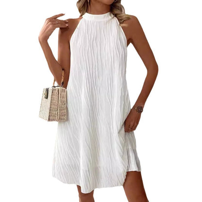 Vestidos de moda para mujer Vestido halter sin espalda de color puro