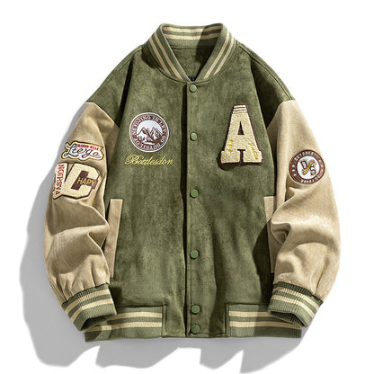 Amerikanische Retro-Baseballjacke mit lockerem Buchstabenmuster