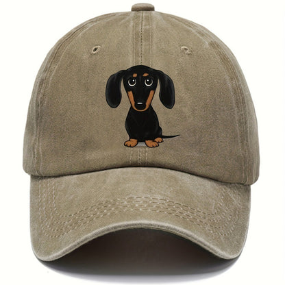 Retro Washed Baseball Cap Schirmmütze mit Dackel-Print