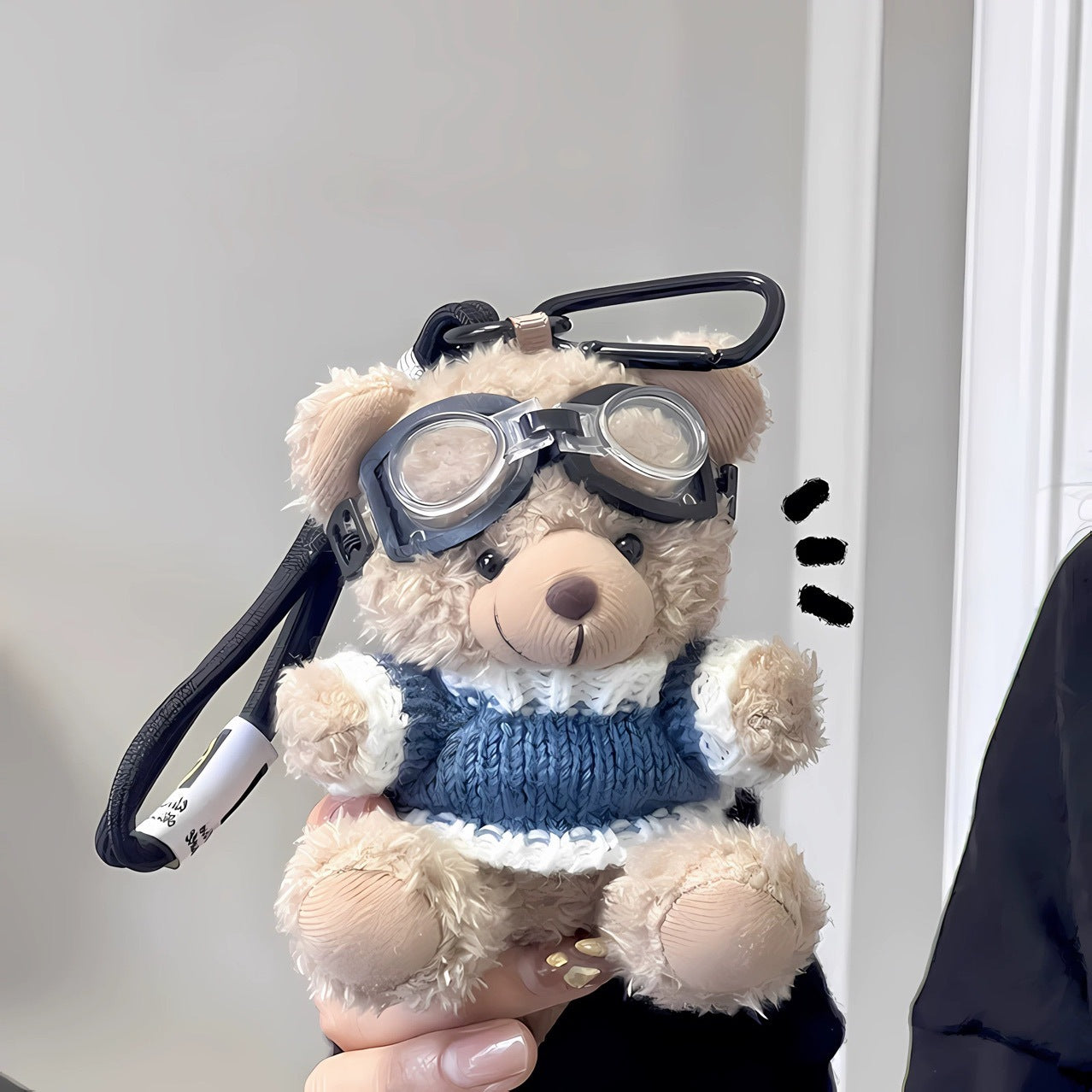 Cartoon Pilot Plush Bear Pendant Keychain