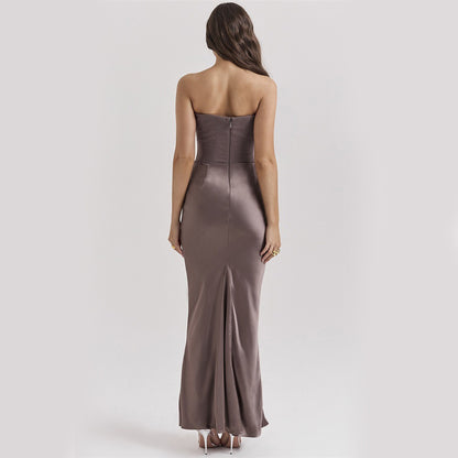 Vestido largo ajustado con escote en V y espalda descubierta para mujer, sexy, a la moda, para fiesta y noche